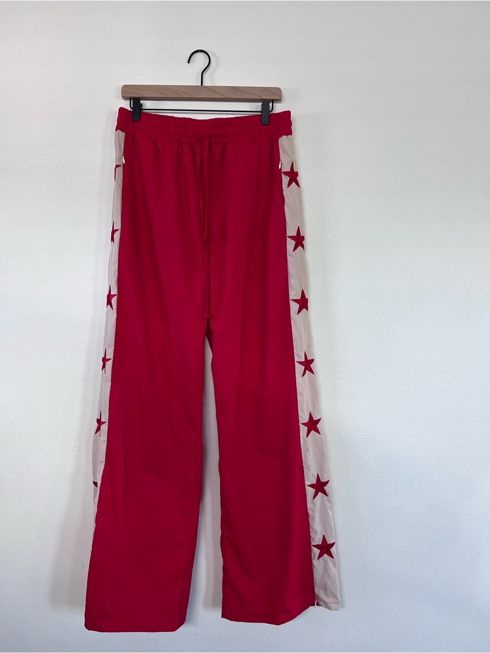 Red Star-Trim Wide-Leg Track Pants - Blue Buttercup